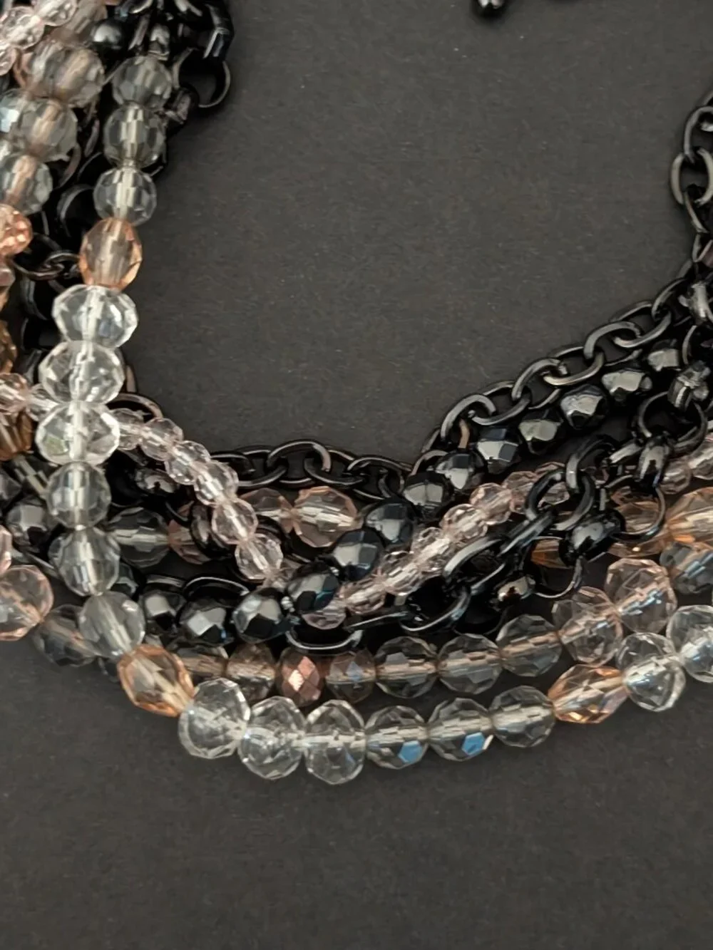 Multi strand chain and bead bracelet